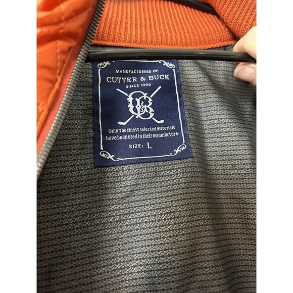 VTG 90’s Men's Cutter & Buck Large Aran Sweater Nylon Lined Zipper Jacket - Picture 6 of 7